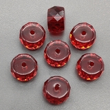Бусина стеклянная Граненный рондель, красный, 12.5*7.5 мм, тип1