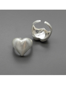 Кольцо сердце, 19*22 мм, родий