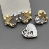 Серьги сердце, 21*20 мм, биколор