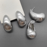 Серьги Капли матовые, 27*14 мм, родий