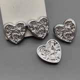 Серьги сердце, 21*20 мм, родий