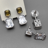 Серьги квадраты, 28*12 см, родий