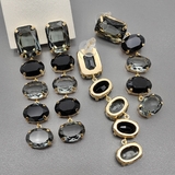Серьги Вечерние, серо-черные, 6.5 см, позолота