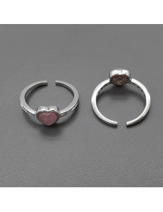 Кольцо с розовым сердцем и фианитами, 20*8 мм, родий