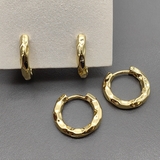 Серьги-кольца рифленые, конго, 17*3 мм, позолота
