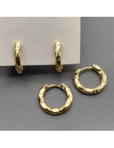 Серьги-кольца рифленые, конго, 17*3 мм, позолота