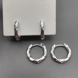 Серьги-кольца рифленые, конго, 17*3 мм, родий