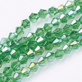 Бусина стеклянный биконус, граненный, 4*4 мм, зеленый