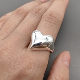 Кольцо сердце, 20*18 мм, родий