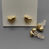 Серьги сердце с линиями, 10*8 мм, позолота