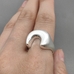 Кольцо матовое, 21*15 мм, родий