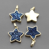 Подвески синие Звезды, кварца, позолота, 15 мм, шт
