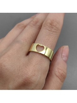 Кольцо с сердцем, 20*7 мм, позолота, 17 размер