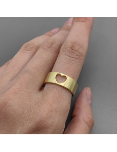 Кольцо шершавое с сердцем, 21*7 мм, позолота, 18 размер