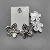Серьги цветы, 31 мм, родий