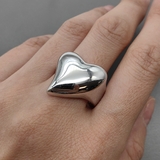 Кольцо сердце, 23*19 мм, родий