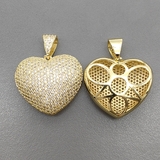 Подвеска сердце с фианитами, 34*28 мм, позолота