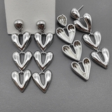 Серьги сердца, 58*16 мм, родий