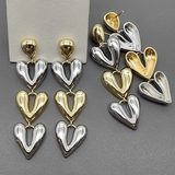 Серьги сердца, 58*16 мм, биколор, тип1
