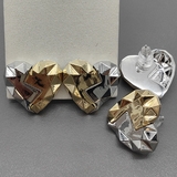 Серьги сердце, 21*20 мм, биколор, тип1