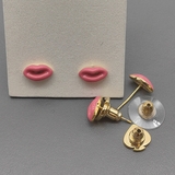 Серьги розовые губы, 10*5 мм, позолота