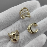 Кафф-серьги с фианитами, 13.5*11.5 мм, позолота, шт