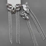 Серьги висящие, 14 см, родий