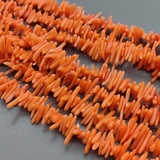 Бусины Коралл ярко оранжевый, палочки, 7-13 мм