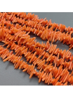 Бусины Коралл ярко оранжевый, палочки, 7-13 мм