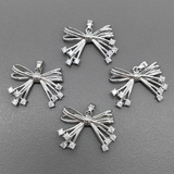 Подвеска бант с фианитами, 23*16 мм, родий