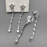 Серьги звезды, 5 см, родий