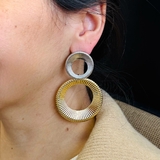 Серьги круги, 72*47 мм, биколор