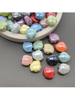 Бусина ракушка из керамики, микс, 11.5*9.5 мм, 5 шт