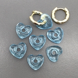 Бусина сердце стеклянная, 15*14*5 мм, голубой