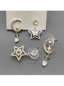 Серьги асимметрия, 25*10 мм, позолота