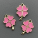 Подвеска клевер с розовой эмалью, 17*11.5 мм, позолота