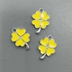 Подвеска клевер с желтой эмалью, 17*11.5 мм, родий