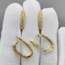 Серьги Овал, с фианитами, 21*3.5 мм, позолота