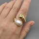 Кольцо с жемчугом, 23*26 мм, позолота