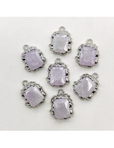 Подвеска Квадрат, фиолетовый, 13*16 мм, родий