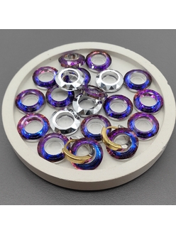 Бусина Рондель стеклянная, фиолетовый, 14*3.5 мм