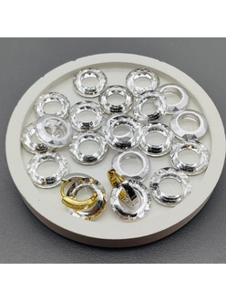 Бусина Рондель стеклянная, серебристый, 14*3.5 мм