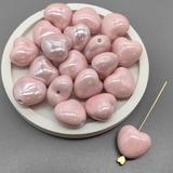Бусина Сердце из керамики, розовый, 17*15 мм, шт
