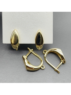 Швензы капля без фианитов, 21*6 мм, позолота