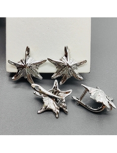 Швензы звезда без фианитов, 18 мм, родий