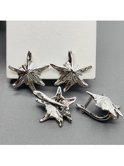 Швензы звезда без фианитов, 18 мм, родий