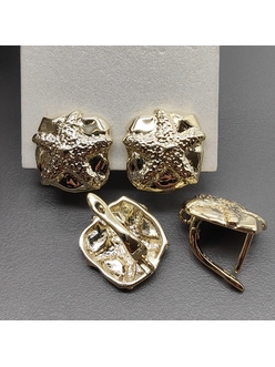 Швензы звезда без фианитов, 16.5*16 мм, позолота