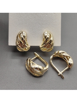 Серьги линии без фианитов, 16.5*10 мм, позолота