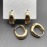 Серьги Овальные без фианитов, 17*6 мм, позолота