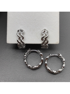 Серьги линии без фианитов, 15.5*5.5 мм, родий